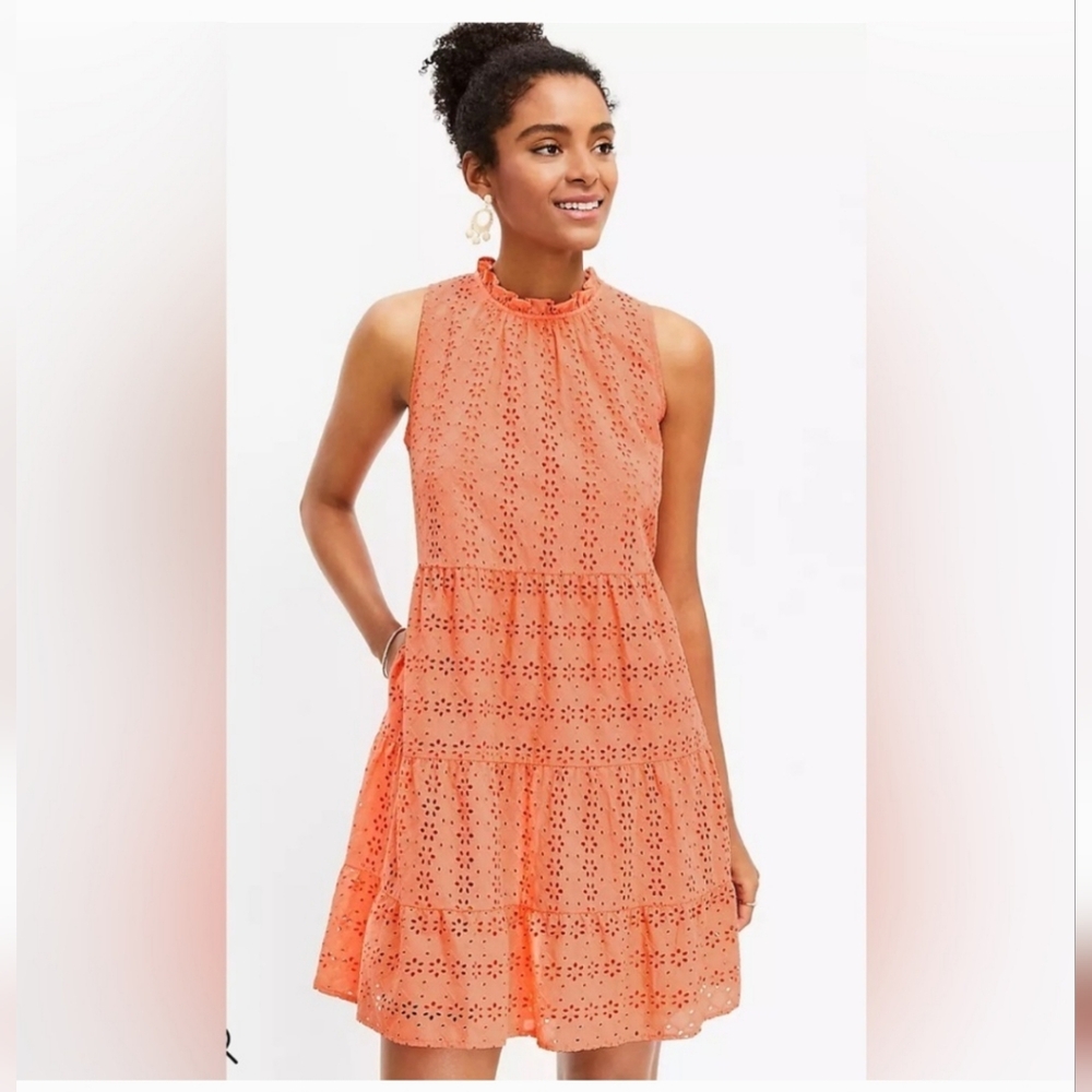 Loft - Eyelet Tiered Swing Dress - Size medium